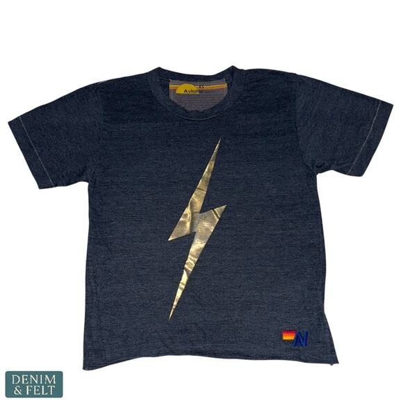 Aviator Nation Tops - Aviator Nation Gold Bolt Lightning Tee Charcoal Short Sleeve Shirt XS USA